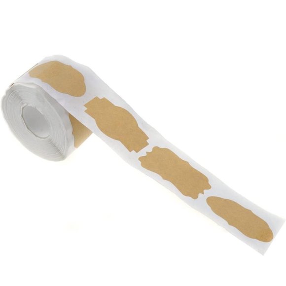 Natural Kraft Labels, Roll of 300 Decorative Stickers 3 Styles Adhesive Write On - Picture 6 of 10